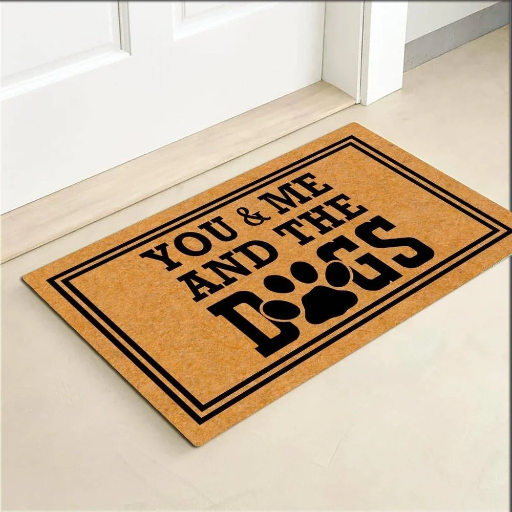 Welcome Doormat You and Me and the‎ Dogs Paw Print Natural Fiber 23 x 15
